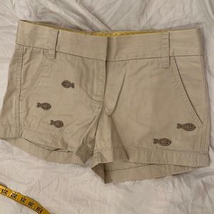 J.Crew Fish Detail Chino Shorts, Khaki, Size 00